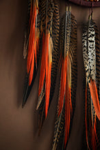Load image into Gallery viewer, Large Red & Orange Mandala Dream Catcher with Natural Feathers