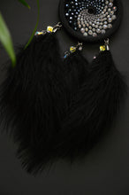 Load image into Gallery viewer, Black Dream Catcher with Black Feathers and Sparkling Crystal Beads