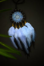Load image into Gallery viewer, Blue & Black Handmade Dream Catcher with Feathers