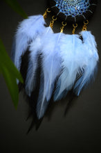 Load image into Gallery viewer, Blue & Black Handmade Dream Catcher with Feathers