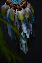 Load image into Gallery viewer, Turquoise Dream Catcher with Willow Hoop & Colorful Feathers