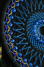 Load image into Gallery viewer, Blue Peacock Dream Catcher – Handmade Boho Wall Hanging with Natural Peacock Feathers