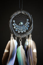Load image into Gallery viewer, Mini Dream Catcher with Iridescent Beads and Colorful Natural Feathers