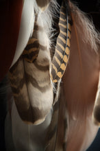 Load image into Gallery viewer, Handmade Beige Dream Catcher with Natural Feathers and Golden Beads