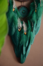 Load image into Gallery viewer, large brown green dream catcher with glass beads