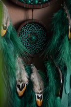 Load image into Gallery viewer, large brown green dream catcher with glass beads