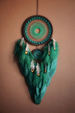 Load image into Gallery viewer, large brown green dream catcher with glass beads