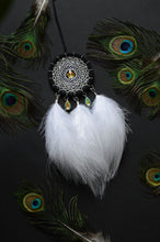 Load image into Gallery viewer, small white dreamcatcher with glass beads