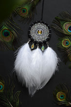 Load image into Gallery viewer, small white dreamcatcher with glass beads