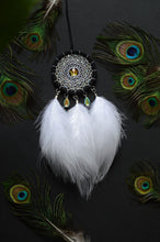 Load image into Gallery viewer, small white dreamcatcher with glass beads