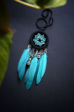 Load image into Gallery viewer, mini black turquoise dream catcher