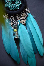 Load image into Gallery viewer, mini black turquoise dream catcher