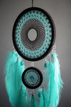 Load image into Gallery viewer, black turquoise dream catcher