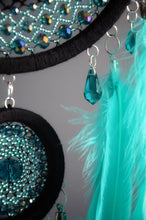 Load image into Gallery viewer, black turquoise dream catcher