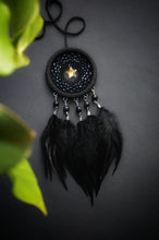Load image into Gallery viewer, small black dream catcher with star