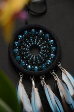 Load image into Gallery viewer, small black blue dream catcher
