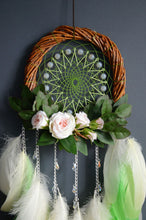 Load image into Gallery viewer, green dream catcher on willow ring