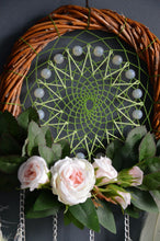 Load image into Gallery viewer, green dream catcher on willow ring