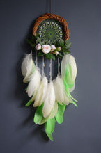 Load image into Gallery viewer, green dream catcher on willow ring