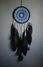 Load image into Gallery viewer, Large Black and Blue Dream Catcher