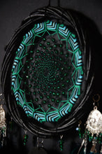 Load image into Gallery viewer, Handmade Dreamcatcher – Turquoise & Black Feathers, Beaded Web, Boho Wall Hangin