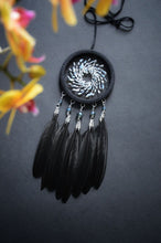 Load image into Gallery viewer, Handmade Black Dreamcatcher – Glass Beads, Black Feathers, Boho Wall Hanging Dec