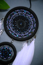 Load image into Gallery viewer, Handmade Small Dreamcatcher with Light Lavender Feathers & Beaded Mandala