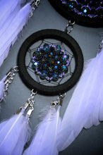 Load image into Gallery viewer, Handmade Small Dreamcatcher with Light Lavender Feathers & Beaded Mandala