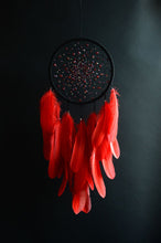 Load image into Gallery viewer, Red Dreamcatcher Wall Decor with Feathers – Handmade Boho Statement Accent