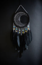 Load image into Gallery viewer, Large Black Dream Catcher with Crystals – Handmade Wall Hanging Boho style