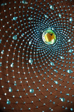 Load image into Gallery viewer, Large Blue Brown Dreamcatcher – Boho Wall Hanging, Beaded Spiral Web, Sky Blue Home Decor