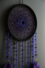 Load image into Gallery viewer, Purple Galaxy Dream Catcher with Beads & Feathers – Handmade Boho Wall Hanging Decor
