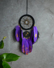Load image into Gallery viewer, Black purple dream catcher with zodiac sign
