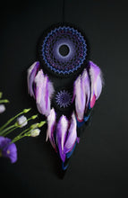Load image into Gallery viewer, Black purple dream catcher with tiger eye beads