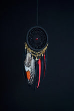 Load image into Gallery viewer, black red dreamcatcher with pheasant feather