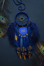 Load image into Gallery viewer, Blue Aquarius zodiac dream catcher