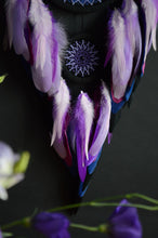 Load image into Gallery viewer, Black purple dream catcher with tiger eye beads