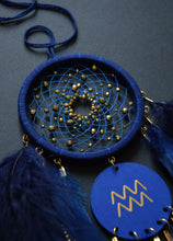 Load image into Gallery viewer, Blue Aquarius zodiac dream catcher