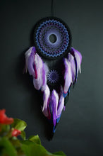 Load image into Gallery viewer, Black purple dream catcher with tiger eye beads
