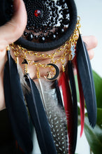 Load image into Gallery viewer, black red dreamcatcher with pheasant feather