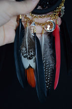 Load image into Gallery viewer, black red dreamcatcher with pheasant feather