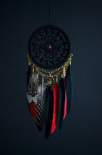 Load image into Gallery viewer, black red dreamcatcher with pheasant feather