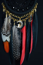 Load image into Gallery viewer, black red dreamcatcher with pheasant feather