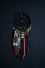Load image into Gallery viewer, black red dreamcatcher with pheasant feather