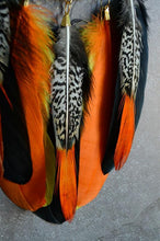 Load image into Gallery viewer, Small orange black dream catcher with pheasant feathers