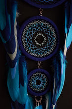 Load image into Gallery viewer, Large blue birch black dream catcher