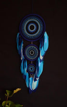 Load image into Gallery viewer, Large blue birch black dream catcher