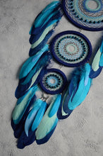 Load image into Gallery viewer, Large blue birch black dream catcher