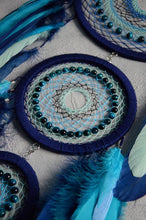 Load image into Gallery viewer, Large blue birch black dream catcher