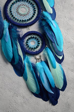 Load image into Gallery viewer, Large blue birch black dream catcher
